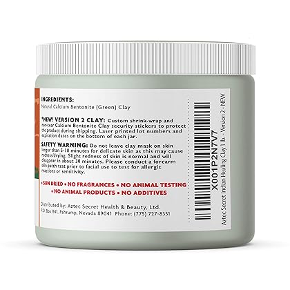 Aztec Secret– Indian Healing Clay 1 lb – Deep Pore Cleansing Facial & Body Mask – The Original 100% Natural Calcium Bentonite Clay – New Version 2