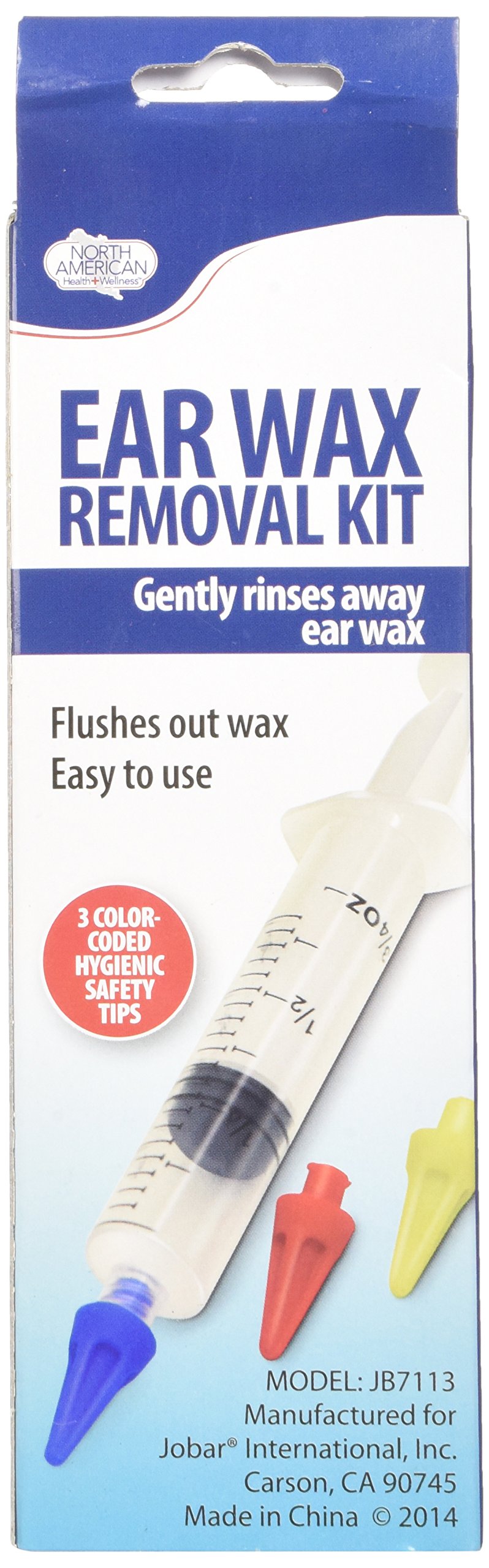 North American Ear Wax Removal Kit Includes Syringe with 3 Color Coded Safety Tips