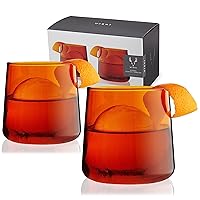 Viski Aurora Tumblers Amber Colored Wine Glasses, Tinted Fun Cocktail Drinkware, Dishwasher Safe, 10.5 Oz, Set of 2
