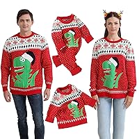 Family Christmas Matching Sets Baby Girl Boy Long Sleeve Knitted Sweater Reindeer Crew Neck Knit Holiday Pullover