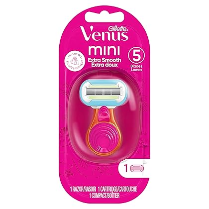 Gillette Venus Extra Smooth On The Go Women's Razor Handle + 1 Blade Refill + 1 Travel Case