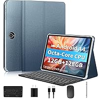 11 Inch Tablet Android 14 Tablets, 2024 Newest GMS Certified, Octa Core Tablet PC with Keyboard/Mouse/Case12GB RAM 128GB ROM 1TB Expand, 8000mAh, Fast Charging, 5GWiFi, BT5.0, FM, GPS (Blue)