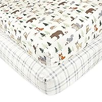 Hudson Baby Unisex Baby Cotton Fitted Crib Sheet, Forest Animals, One Size