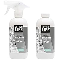BETTER LIFE Stainless Steel Cleaner - 2 Pack 16 oz Streak-Free Stainless Steel Polish for Kitchen Sinks, Stoves, Metal Appliance, Refrigerator - Removes Grease & Water Stains - Chamomile-Lavender