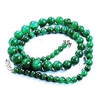 JEWELZ 16 inch Long Round Shape Smooth Cut Natural Emerald 6-12 mm Beads Necklace with 925 Sterling Silver Clasp for Women, Girls Unisex