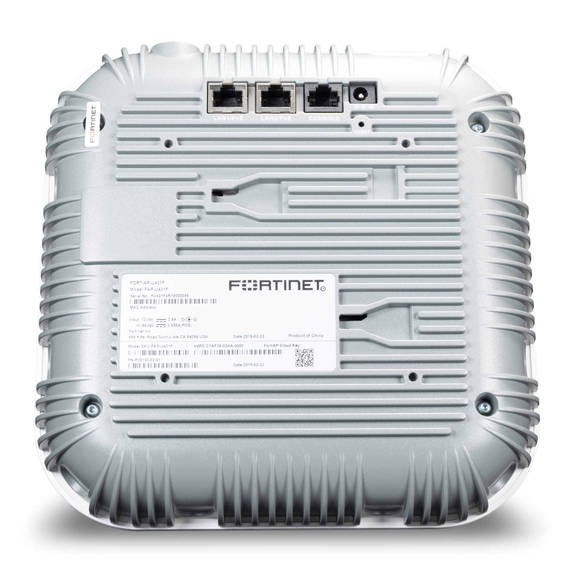 FORTINET FortiAP U431F Universal Indoor Wireless Access Point: Tri Radio, Internal Antenna, 1 x 2.5 GE & 1 x GE RJ45 Ports. (FAP-U431F-A)