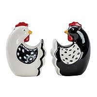 Boston Warehouse Farmhouse Rooster Salt & Pepper Shakers, Hand-painted ceramic, 2 piece set