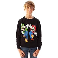 Super Mario Sweatshirt Luigi Character Gamers Black Long Sleeve Kids Boys Jumper