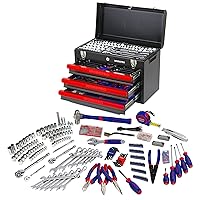 408-Piece Mechanics Tool Set, General Household Home Repair Tool Kit with 3-Drawer Heavy Duty Metal Box, Hand Tool Kit Set 1 Pack