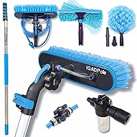 IGADPole 30 FT (9m) Window Cleaning Kit, Window Washing Cleaner Equipment Kit – Squeegee, Scrubber, Soap Despencer & Water Brush Cleaner Tool with Extension Pole for Household & Outdoor