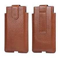 Cell Phone Holster for iPhone 13 Pro Max,12 Pro Max, Premium Genuine Vertical Leather Belt Pouch Holster W Belt Loop for Samsung S21 FE,S20 FE,S21 Plus,Note20,6.7 inch