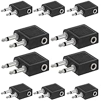 Cmple - [10 Pack] Audio Airplane Adapter Dual 3.5mm Male to 3.5mm Female, Airline Flight Headphone Stereo Audio Adapter