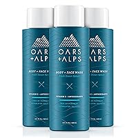 Oars + Alps Men's Moisturizing Body and Face Wash, Skin Care Infused with Vitamin E and Antioxidants, Sulfate Free, Fresh Ocean Splash, 3 Pack