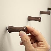 Wood Wall Hooks - Handmade Hat Hooks for Wall - 4 Pack Wooden Wall Hooks for Hats - coat hooks wall mounted - wood hooks for wall - Wall Hooks for Hanging Bathroom Towels, Coats & Hats (Walnut)