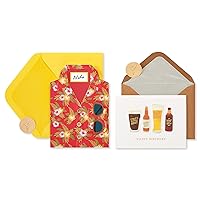 Papyrus Birthday Cards for Him, Hawaiian Shirt and Craft Beer (2-Count)
