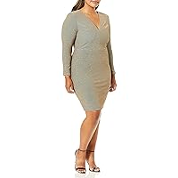 Dress the Population Women's Riley Long Sleeve Plunging Short Cocktail Dress
