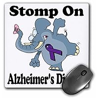 3dRose LLC 8 X 8 X 0.25 Inches Elephant Stomp on Alzheimers Disease Awareness Ribbon Cause Design Mouse Pad (mp_114476_1)