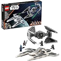 LEGO 75348 Star Wars Mandalorian Fang Fighter vs TIE Interceptor Building Set with Two Starfighters Construction Toy for Kids with 3 Minifigures, and Droid Figure, Collectible Gift Idea, from 9 Years