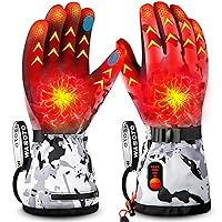 Heated Gloves for Men Women with 7.4V 22.2WH Rechargeable Battery Waterproof Heated Ski Gloves for Motorcycle Skiing Hunting Fishing Working Hiking Camping Arthritis Raynaud