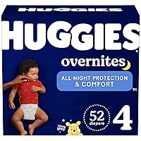 Huggies Size 4 Overnites Baby Diapers: Overnight Diapers, Size 4 (22-37 lbs), 52 Ct