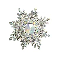 TTjewelry Elegant Snowflake Flower Clear Rhinestone Crystal Brooch Pin Bride Bridesmaid Wedding Jewelry