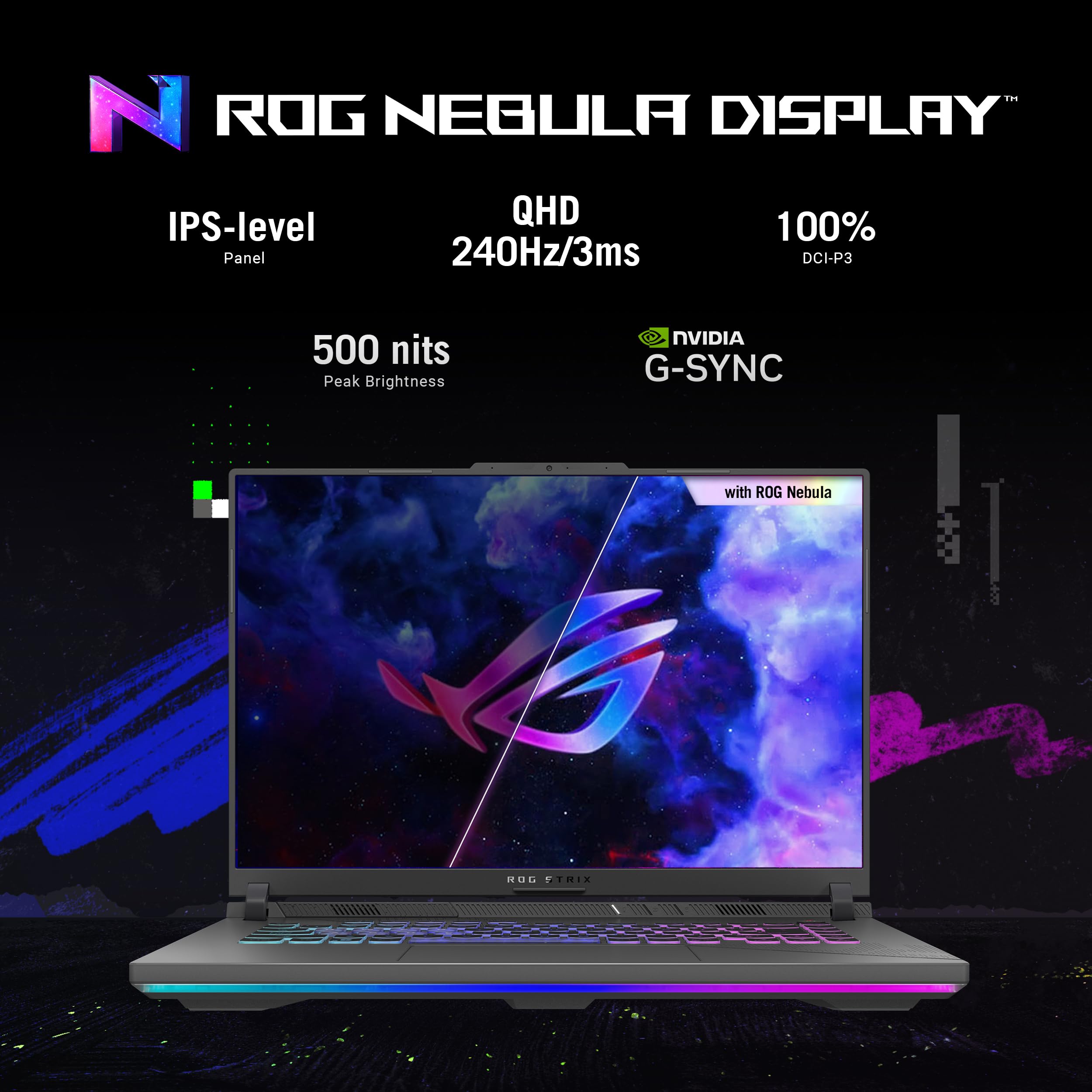 ASUS ROG Strix G16 (2024) Gaming Laptop, 16” Nebula Display 16:10 QHD 240Hz, GeForce RTX 4060, Intel® Core™ i9-14900HX, 16GB DDR5-5600, 1TB PCIe SSD, Wi-Fi 6E, Windows 11, G614JVR-ES94