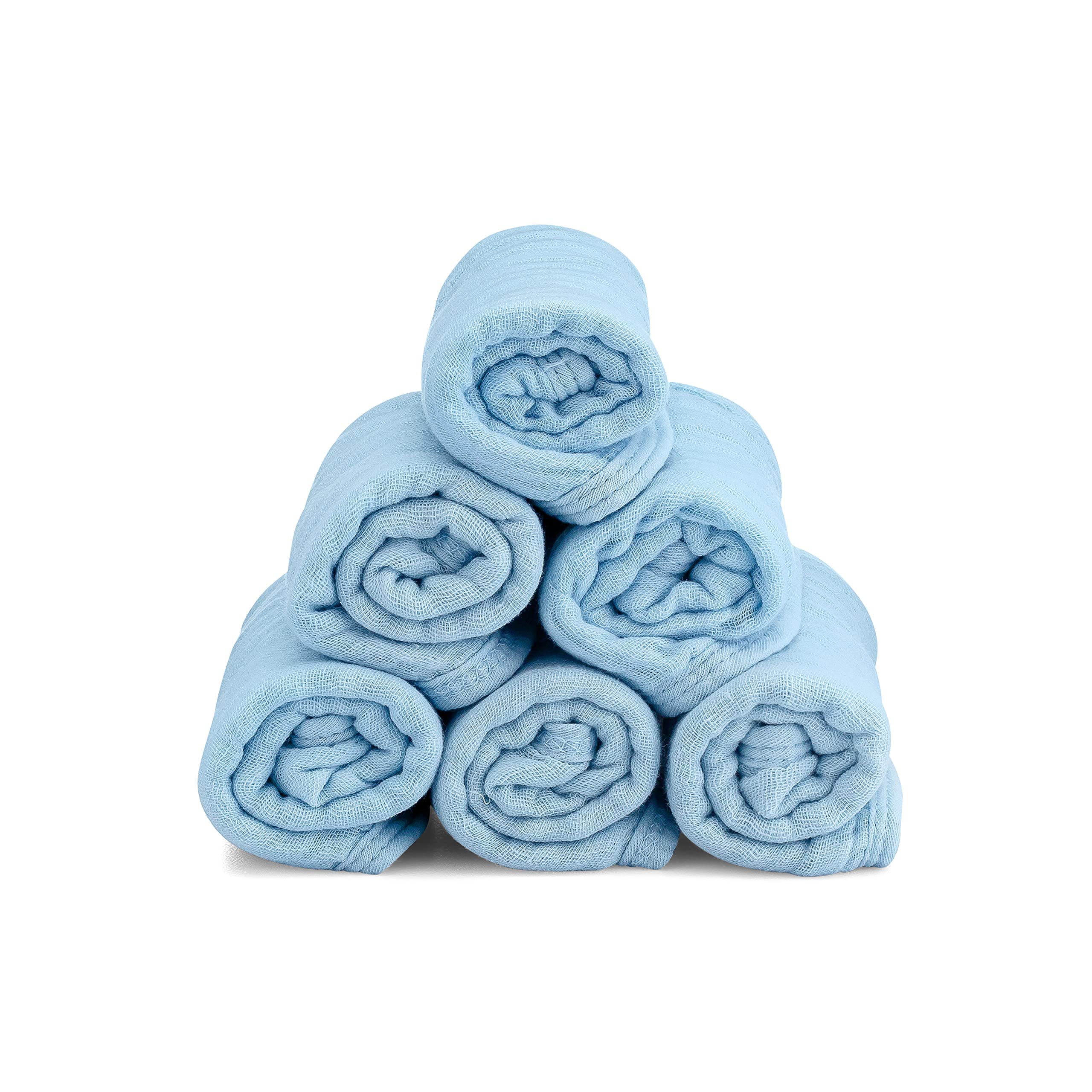 Comfy Cubs Muslin Burp Cloth 6 Pack White and Blue Bundle
