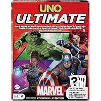 Mattel Games UNO Ultimate Marvel Card Game with 4 Character Decks, 4 Collectible Foil Cards & Special Rules, 2-4 Players, 2nd Edition