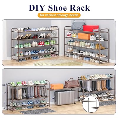Kitsure Shoe Rack for Entryway - Sturdy & Durable Long Stackable Shoe