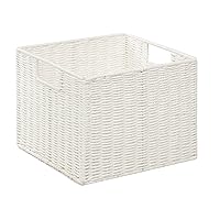 Honey-Can-Do STO-03562 Parchment Cord Crate with Handles, White, 12.2 x 13 x 10 inches