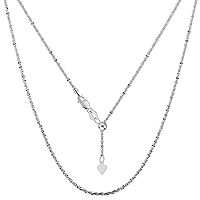 Jewelry Affairs 14k White Real Gold Adjustable Sparkle Chain Necklace, 1.5mm, 22