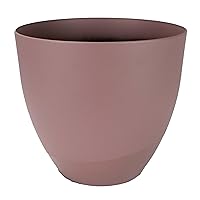 The HC Companies 11.5 Inch Topanga Decorative Round Planter - Lightweight Premium Resin Plant Pot with a Ceramic Look for Indoor Outdoor Use, Mauve Swoop