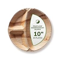 TCC Palm Leaf 3-Compartment Dinner Plates, 10