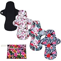 7pc Reusable Incontinence Pads Washable Cloth Pads Set Including 6PC Heavy Flow Feminine Hygiene Bamboo Charcoal Cloth Reusable Menstrual Pads Cloth Sanitary Pads + 1PC Mini Wet Bag