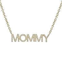 14k Yellow Gold Diamond Mommy Pendant Necklace (1/5 carat, H-I Color, I1-I2 Clarity), 16+2