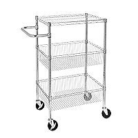 Honey-Can-Do 3 Shelf Chrome Storage Cart CRT-01451 Chrome