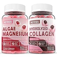 Hydrolyzed Collagen Gummies + Calcium Magnesium Gummies for Adults - Sugar Free, Support Healthy Skin Hair Nails, Bone & Nerve Health, Muscle Function & Mood