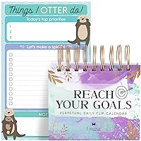 Reach Your Goals Daily Desk Calendar and Otter To-Do List Notepad - Ideal Gift to Track Tasks and Productivity and Stay Motivated with Positive Affirmations for Women, 2023-2024 Perpetual Calendar
