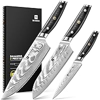 Damascus Knife Set 3 PCS,Super Sharp Kitchen Knife Set Made of Japanese Steel VG10,Full Tang Professional Chef Knife Set With G10 Ergonomic Handle,Gift Box