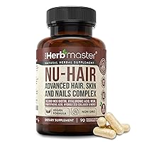 Nora Ross Herbmaster Nu-Hair | Advanced Vegan Hair, Skin & Nails Vitamin Beauty Supplement | Hair Growth Vitamins for Hair Loss for Women with Biotin, Collagen, Keratin, MSM, Hyaluronic Acid