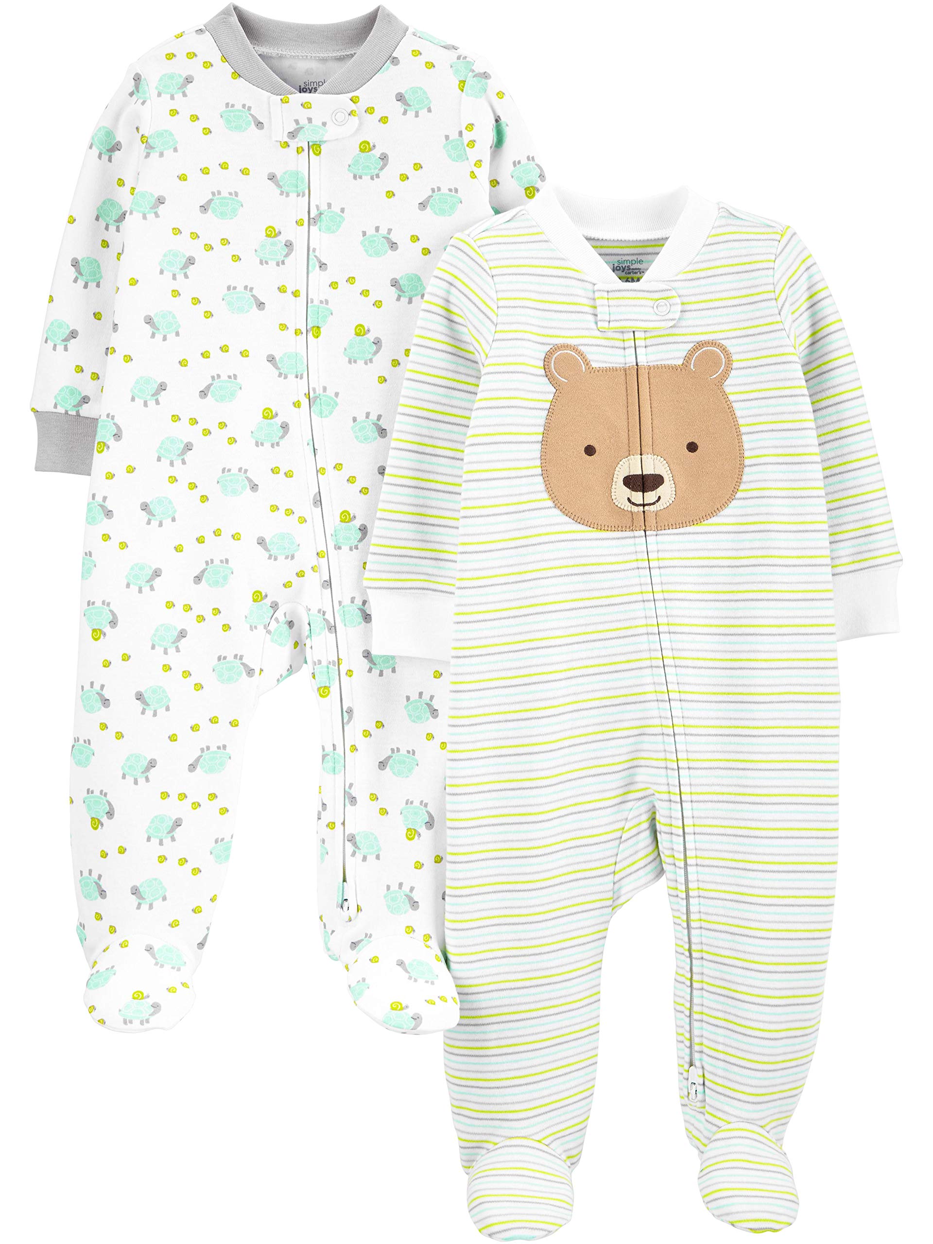 Simple Joys by Carter's Unisex Babies' Cotton Footed Sleep and Play, Pack of 2