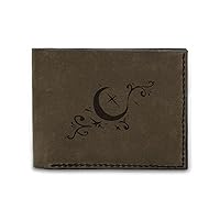 Men's Crescent Moon & Star Tattoo-3 Genuine Pull-up Leather Wallet MHLT_03