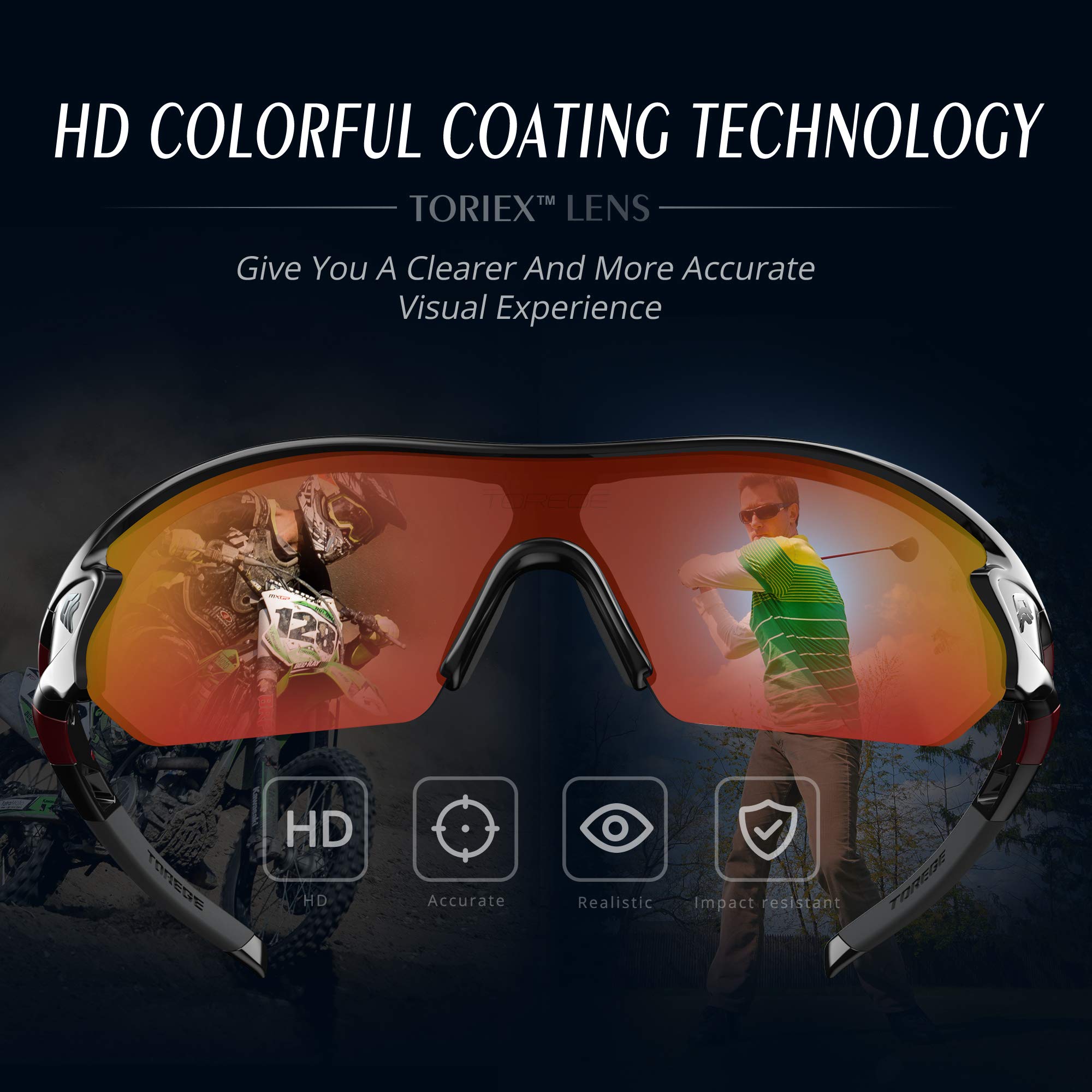TOREGE Polarized Sports Sunglasses for Men Women Cycling Running Driving Fishing Glasses TR002