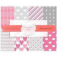 Valentines Day Pattern Vinyl Permanent Adhesive Craft Vinyl Pink Heart Patterns 12 x 12 (2, Mix & Match) (MYT25)