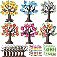 Qyeahkj 30 Pack Spring Tree DIY Craft Kit for Kids Spring Flower 3D Art Project Paper Ornament Make Your Hanging Art Crafts Fun Activities Stickers Game for Classroom Home Preschool Party Favor Decor