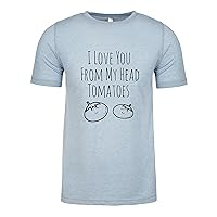 I Love You From My Head Tomatoes, Graphic Men's Tee, Funny T Shirt, Shirts with Sayings, Stonewash Blue or Sage (XXL, Stonewash Blue)