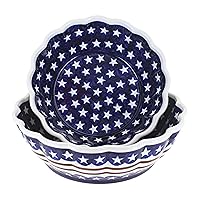 Blue Rose Polish Pottery Stars & Stripes Serving Bowl Set