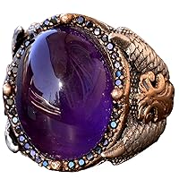 Real Natural Amethyst Gemstone Ring, 12,85 Carat, Sterling Silver Ring, Men Jewelry