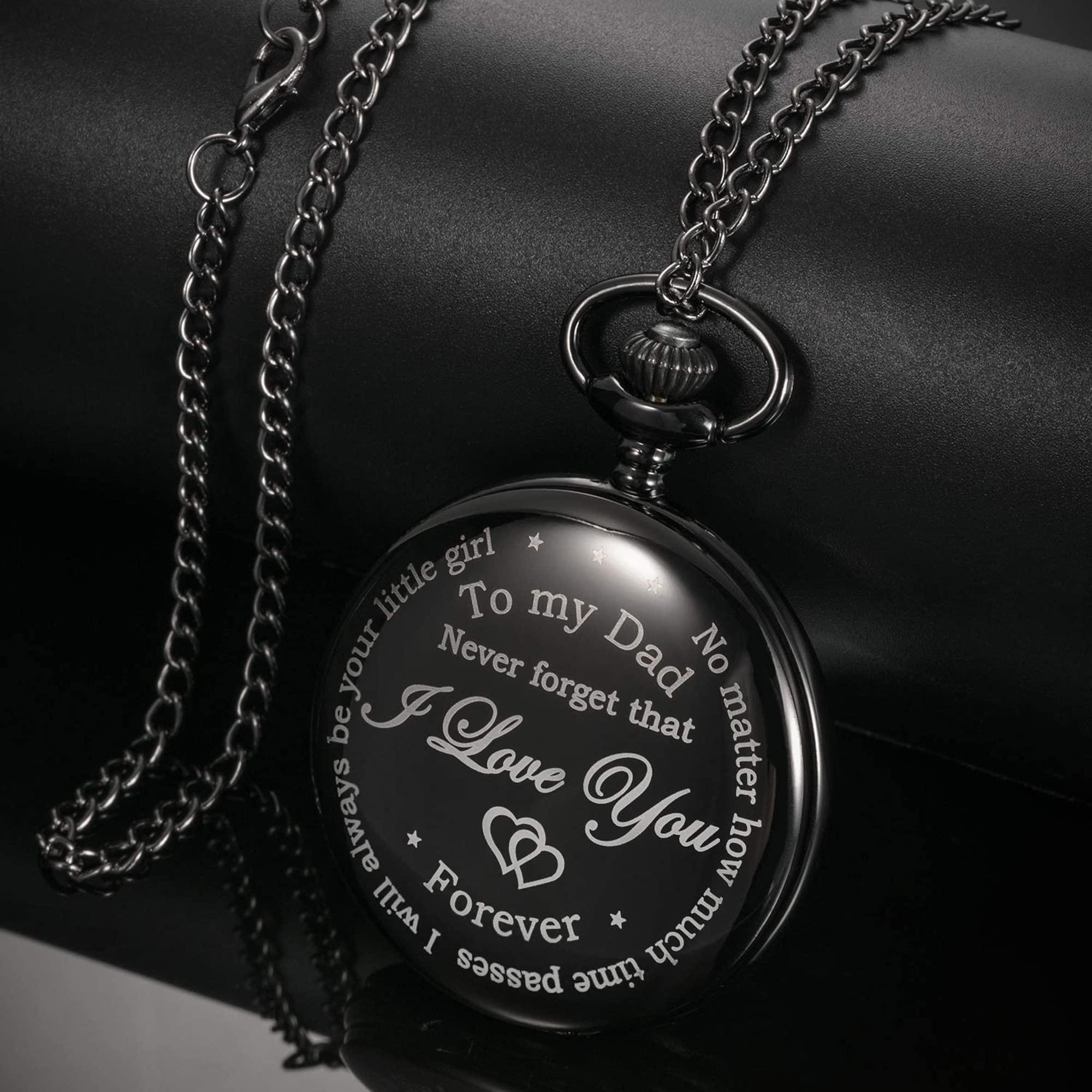 Hicarer Dad Gift from Daughter to Father Engraved Pocket Watch - No Matter How Much Time Passes, I Will Always Be Your Little Girl