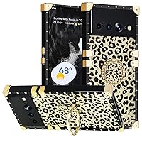 Google Pixel 8 Case with Ring for Women, DMaos Gold Gorgeous Rhinestone Bling Diamond Kickstand, Premium for Pixel 8 6.3'' - Leopard